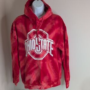 Ohio State OSU Tie-Dye Hoodie Red With White Glitter Lettering Women's Size S